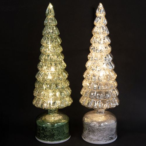 Artikel LED Weihnachtsbaum drehend Grün Silber H34cm 2 St