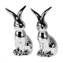 Artikel Deko Osterhase Keramik Deko Hase sitzend Silber 18cm 2 St