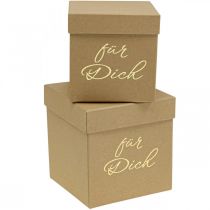 Artikel Geschenkbox „Für Dich“ Flowerbox eckig Beige 14/12cm 2er-Set