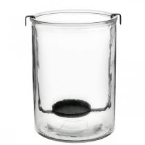 Artikel Windlicht Glas mit Teelichthalter Schwarz Metall Ø13,5×H20cm