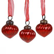 Artikel Weihnachtsschmuck Glas Dekohänger Glas Rot 3,5×4cm 12St