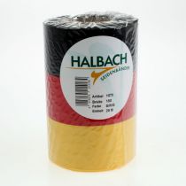 Artikel Kranzbänder Moiré 150mm schwarz-rot-gold mit französischem Moiré-Effekt, 25m Rolle für Dekoration und Trauerfeiern