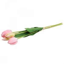 Artikel Kunstblumen Tulpe Rosa, Frühlingsblume 48cm 5er-Bund