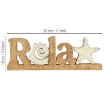 Artikel Maritime Tischdeko „Relax“ Aufsteller Mangoholz 28×10cm