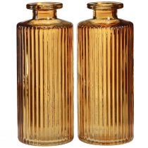 Artikel Minivasen aus Glas Orange mit Rillen Dekor H13cm 6 St