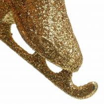 Artikel Christbaumschmuck Schlittschuh Gold, Glitzer 8cm 12St