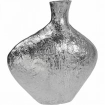 Artikel Deko Vase Metall Gehämmert Blumenvase Silber 24x8x27cm