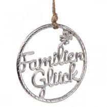Artikel Metall Wanddeko Familienglück Dekoring mit Schriftzug und Kordel