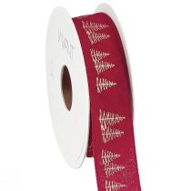 Artikel Weihnachts-Dekoband in Rot mit goldenen Tannenbaum-Motiven Breit 25mm länge 15m