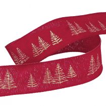 Artikel Weihnachts-Dekoband in Rot mit goldenen Tannenbaum-Motiven Breit 25mm länge 15m