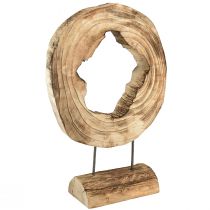 Rustikaler Holzring auf Standfuß – Natürliche Holzmaserung, 54 cm – Einzigartige Skulptur für stilvolles Wohnambiente