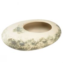 Artikel Dekoschale oval Flache Keramikschale Creme Graugrün 19×14×5cm