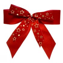 Artikel Dekoschleife 4cm breit Rote Weihnachtsschleife mit goldenen Sternen Handgefertigte Schleife 16×15cm 10St