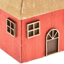 Artikel Kerzenhalter Weihnachten Haus Holz Rot 9×9×11cm 2St