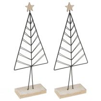 Artikel Mini Weihnachtsbaum Metall Holz Schwarz Natur 28cm 2St