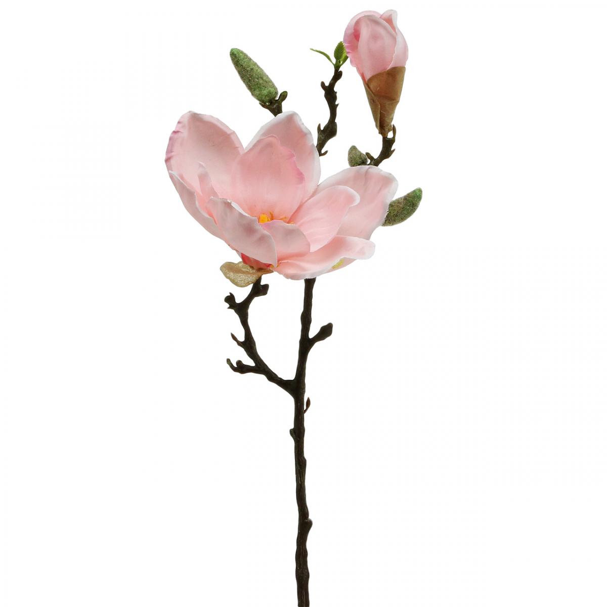 Floristik24.de Deko Kunstblume H40cm-02265 Blütenzweig Rosa Magnolie Künstlicher