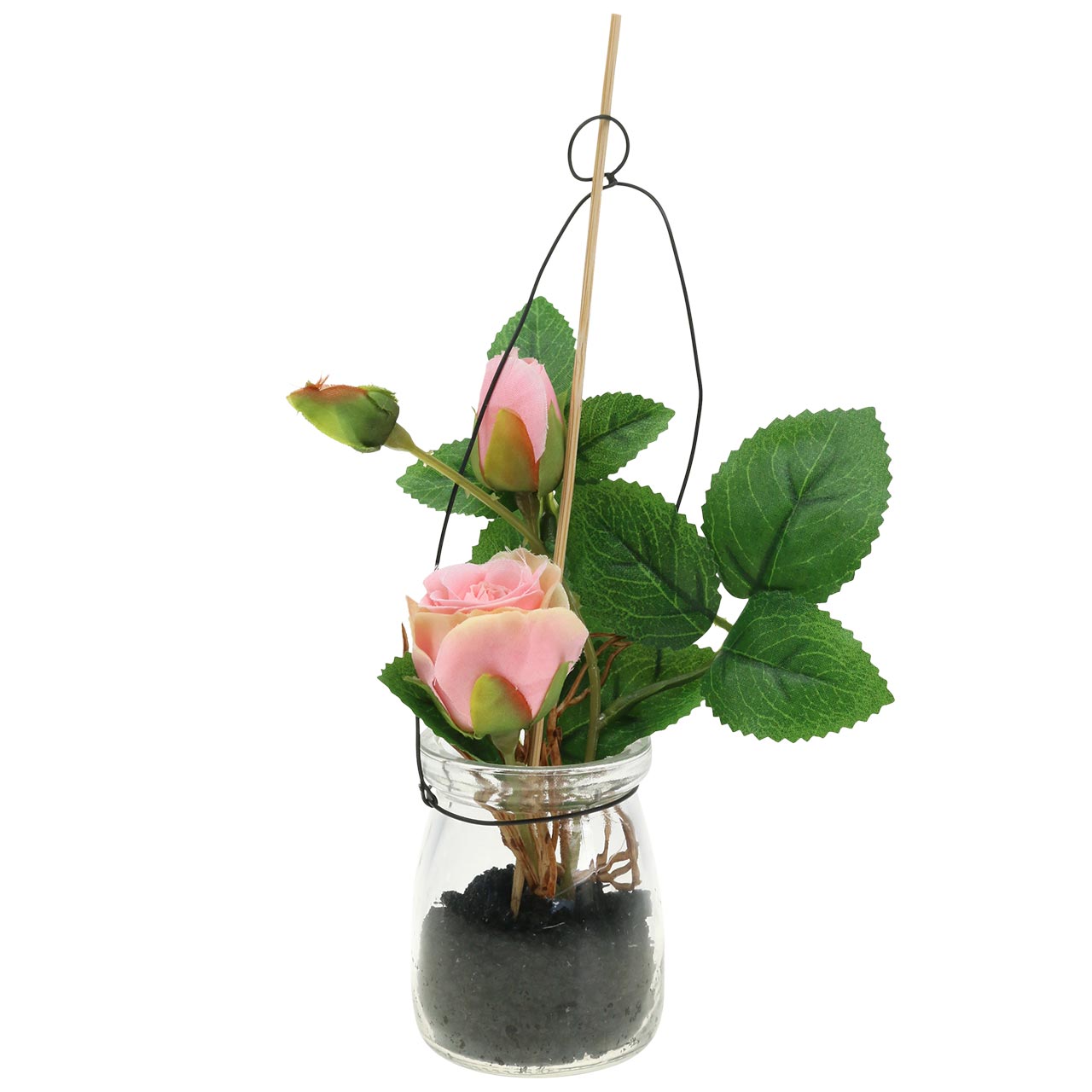 Floristik24.de Rose im Rosa Glas H23cm-66577