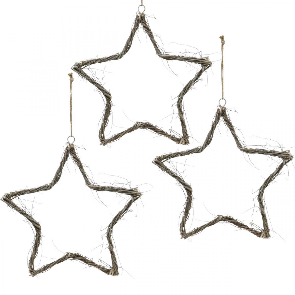 Floristik24.de Weihnachtsdeko Stern Weiß gewaschen Ulme Sterne 4St-06392 Aufhängen 30cm zum