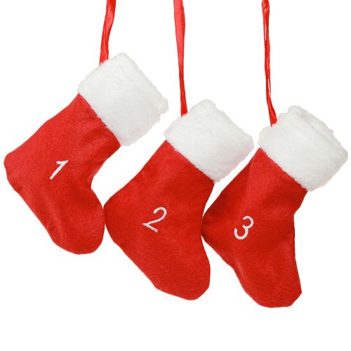 Floristik24 Adventskalender zum Befüllen Stiefel Filz Rot Weiß 155cm