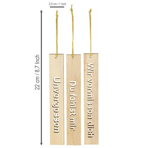 Artikel Anhänger Holz mit Trauerspruch Holzhänger 16×2,5cm 12 St