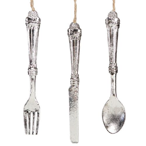 Besteck Deko zum Hängen Metalloptik Silber 14cm 12 St