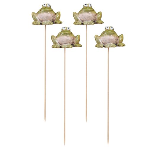 Artikel Blumenstecker Frosch Keramik Grün Braun 6x4x4,5cm 4 St