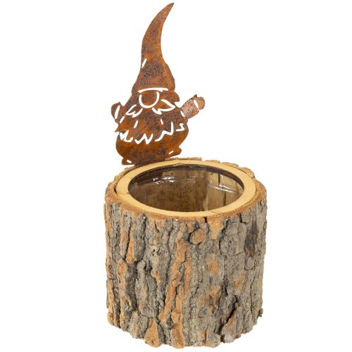 Artikel Blumentopf Holz Rinde Übertopf Wichtel Edelrost H24cm