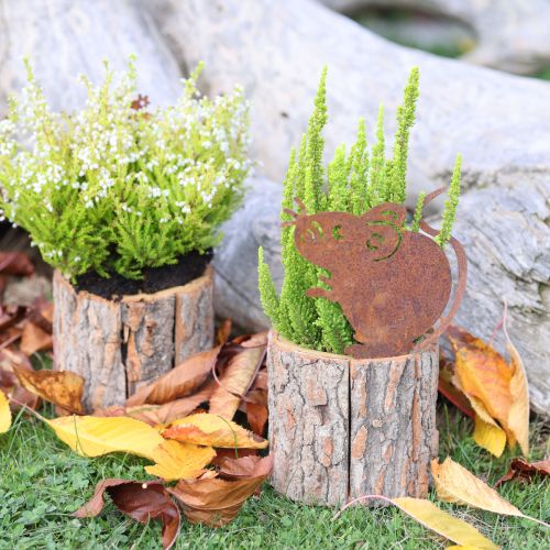 Artikel Blumentopf Holz Übertopf Rinde und Maus Edelrost H24cm