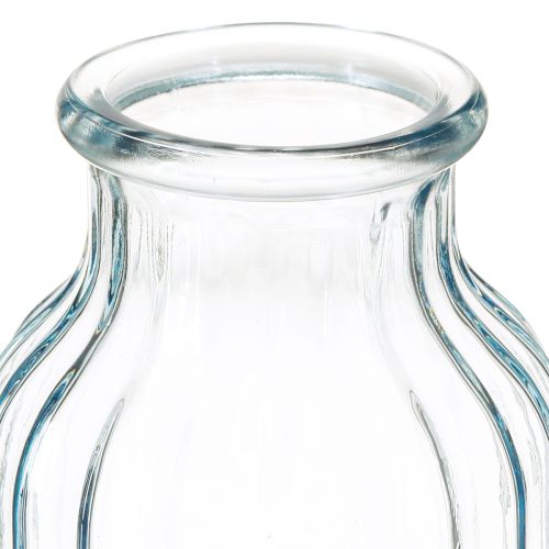Artikel Blumenvasen Glas Rillen Design Blau Ø11cm H14,5cm 2St
