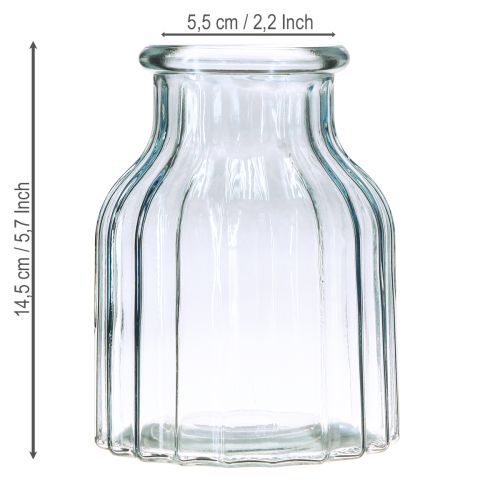 Artikel Blumenvasen Glas Rillen Design Blau Ø11cm H14,5cm 2St
