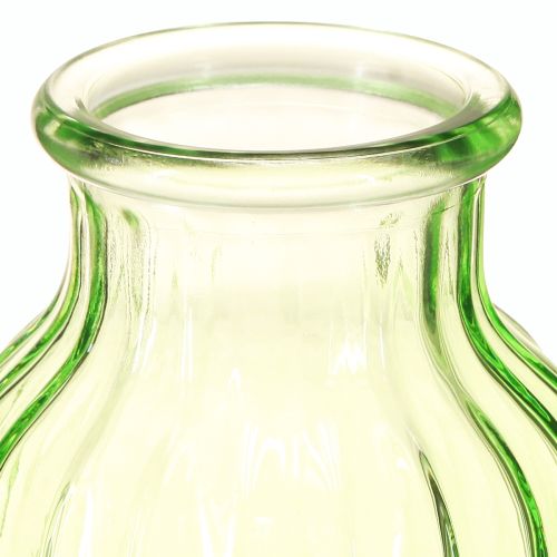 Artikel Blumenvasen Grün Glas Deko Retro Ø11cm H14,5cm 2St
