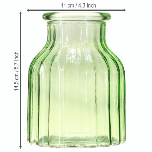 Artikel Blumenvasen Grün Glas Deko Retro Ø11cm H14,5cm 2St