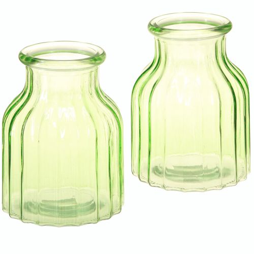 Artikel Blumenvasen Grün Glas Deko Retro Ø11cm H14,5cm 2St
