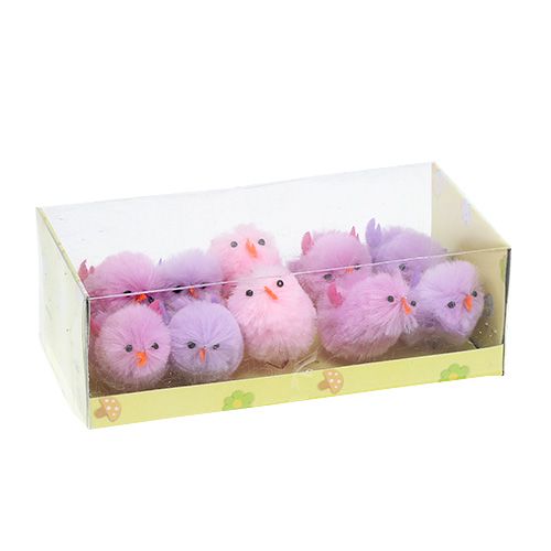 Floristik24 Chenilleküken Osterküken Lila, Rosa Frühlingsdeko 10St