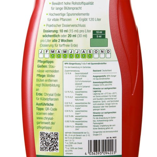 Artikel Chrysal Düngemittel Kübelpflanzen Dünger 1,2l