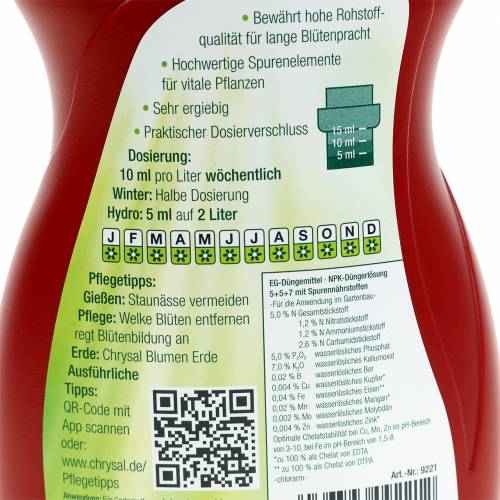 Artikel Chrysal Blühpflanzendünger 500ml