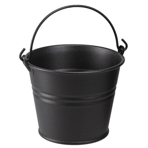 Floristik24 Deko Eimer Metall Blumentopf Henkel Schwarz Ø14cm 3St