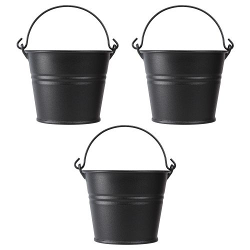 Artikel Deko Eimer Metall Blumentopf Henkel Schwarz Ø14cm 3St