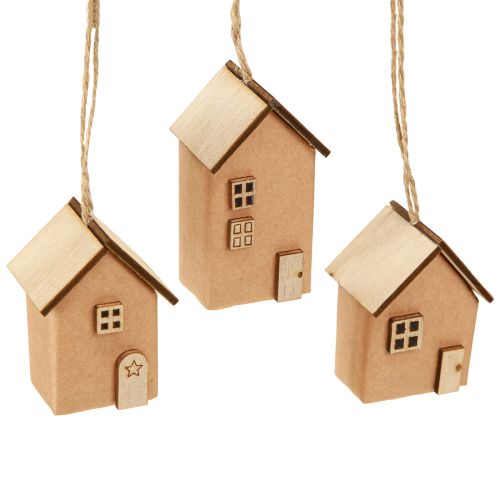 Artikel Deko Häuschen 9 St Christbaumschmuck Rotbraun Holz