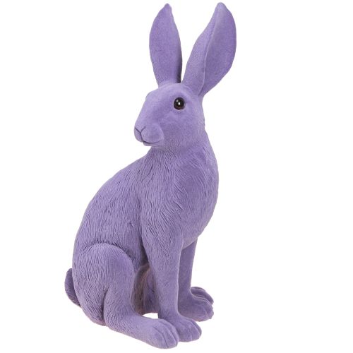 Artikel Deko Hase Flieder Osterhase sitzend beflockt 16×13×35cm