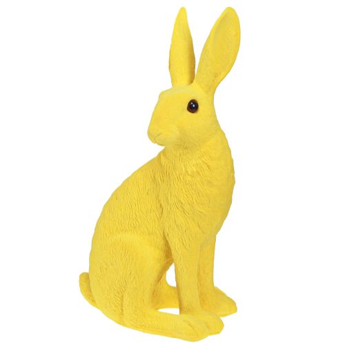 Deko Hase sitzend Osterhase beflockt Gelb 12×9×25cm