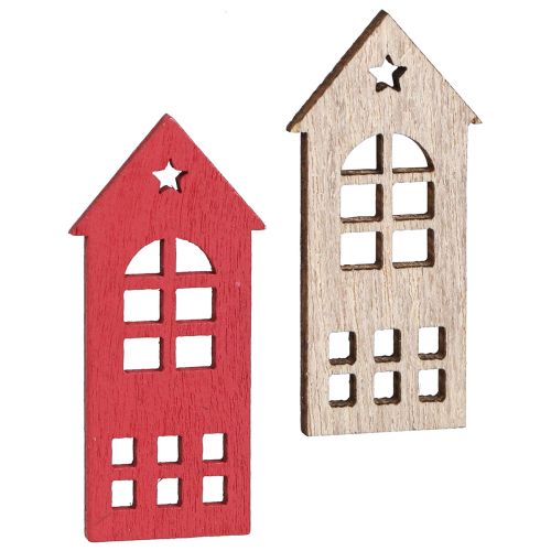 Deko Haus Streudeko Holz in Natur Rot 2×4,5cm 72 St