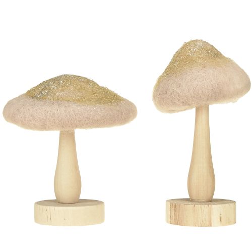 Artikel Deko Pilz Holz, Filz mit Glitter Tischdeko Advent H11cm 4St