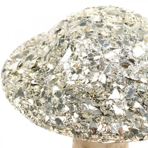 Floristik24 Deko Pilz Holz Holzpilz mit goldenem Mosaikmuster H17cm
