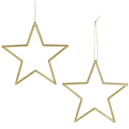 Floristik24 Deko Sterne zum Hängen Baumschmuck Gold Ø12cm 12 St