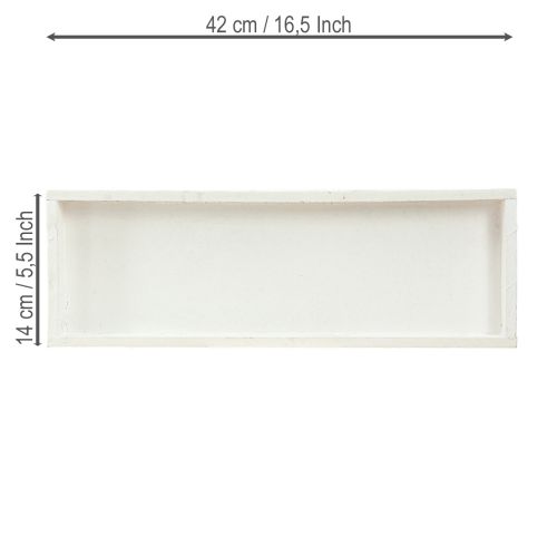 Artikel Deko Tablett länglich Holztablett Weiß Shabby 42×14×3cm 3St