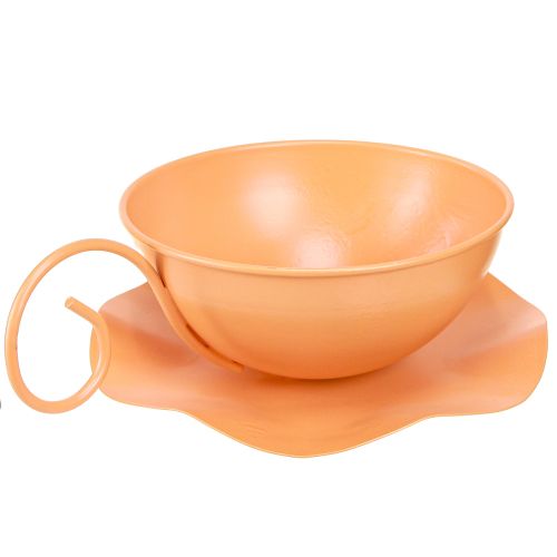 Artikel Deko Tasse Ø16cm H9cm mit Teller Metall Deko Orange 2St