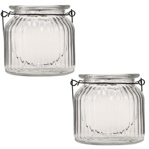 Artikel Deko Vase Retro Glas Windlicht Henkel Ø10cm H10cm 2St