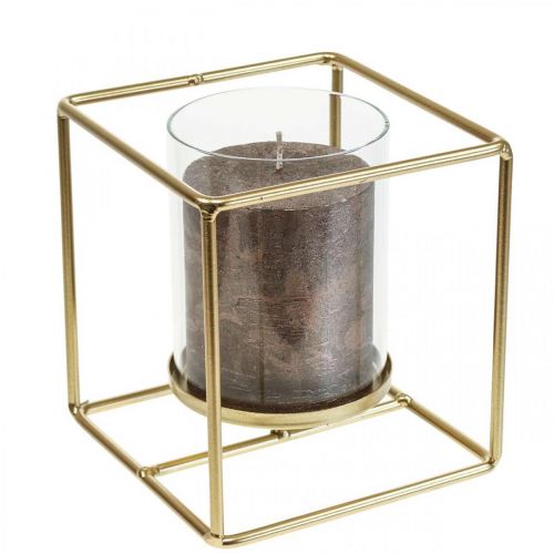 Deko Windlicht Kerzenhalter Metall Gold Glas 12×12×13cm-08550 Floristik24.de