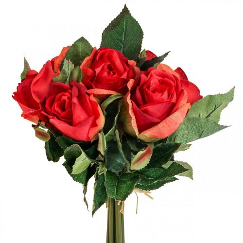 Floristik24.de Rot 8St-2669444 Rosen Kunstblumen H30cm Rosen Blumenstrauß Deko